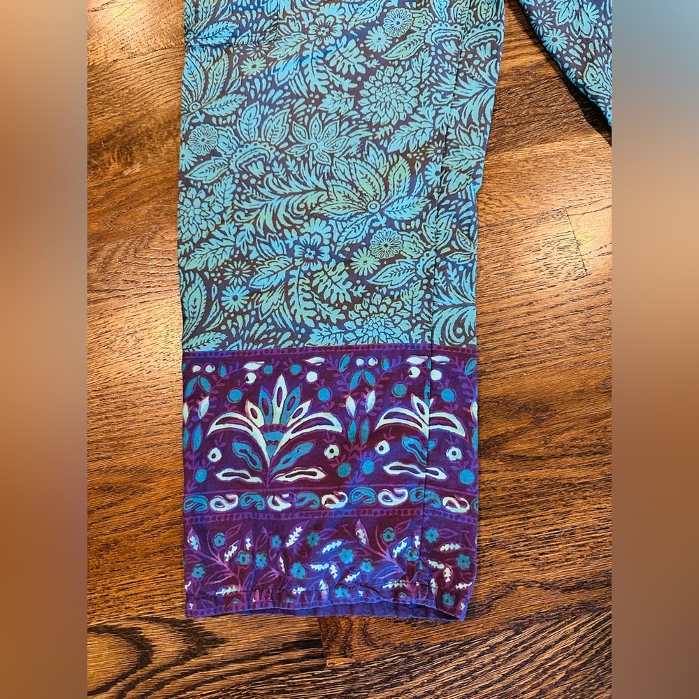 Sundance Boho Floral Block Print Tassel Drawstring Pants Medium Resort Style - Picture 3 of 9